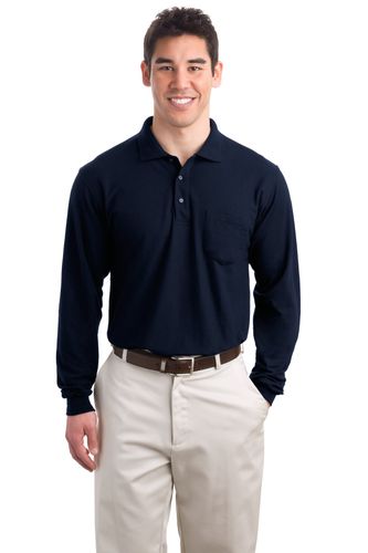 Port Authority Long Sleeve Silk Touch Polo with Pocket. K500LSP (1) image thumbnail