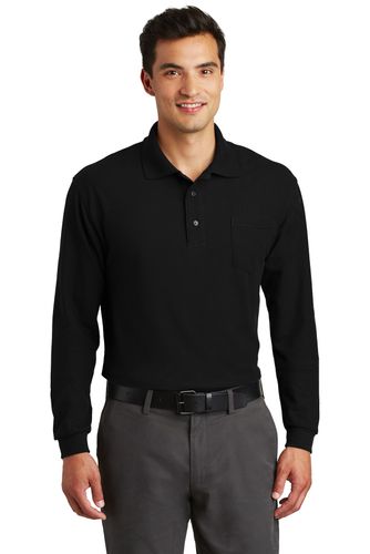 Port Authority Long Sleeve Silk Touch Polo with Pocket. K500LSP (1) image thumbnail