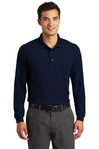 Port Authority Long Sleeve Silk Touch Polo with Pocket. K500LSP (1) image thumbnail