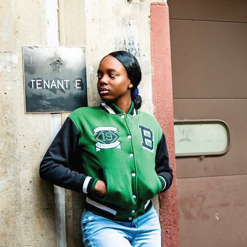 Cotton Fleece Varsity Jacket With Black Satin Lining image thumbnail