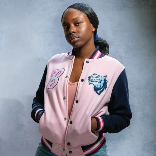 Cotton Fleece Varsity Jacket With Black Satin Lining image thumbnail