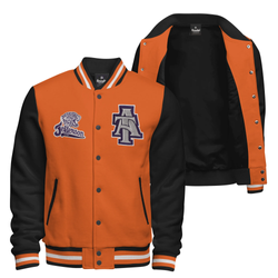 Image of Cotton Fleece Varsity Jacket With Black Satin Lining